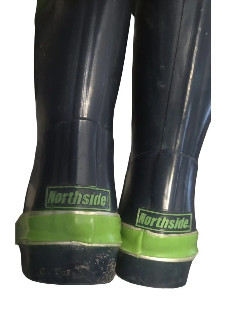 Northside Rainboots Kids Black and Green Pull-On Rain Boots Rubber Muckboots